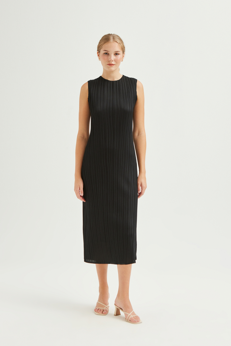 Pleated Flared Maxi Dress