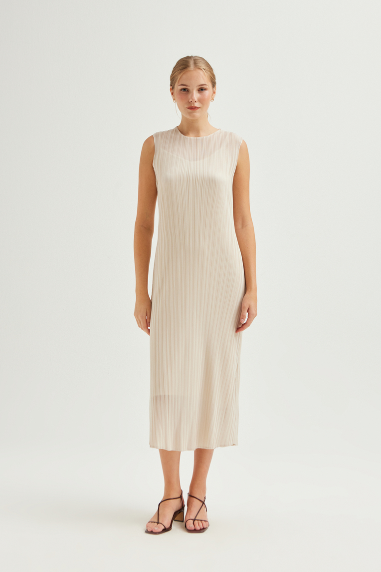 Pleated Flared Maxi Dress