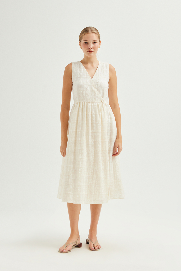 Textured Cotton Wrap Dress