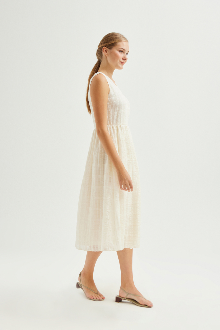 Textured Cotton Wrap Dress