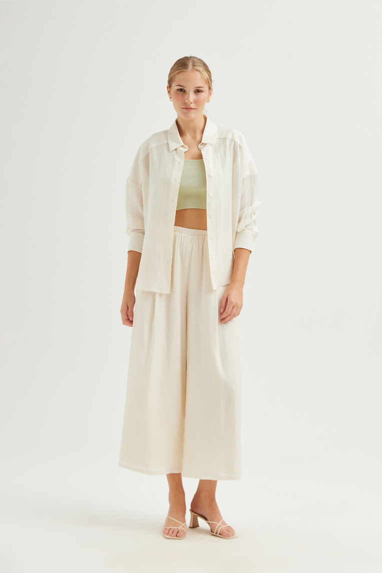 Crinkled Viscose Oversized Shirt