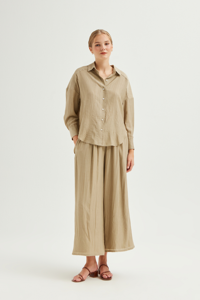 Crinkled Viscose Oversized Shirt
