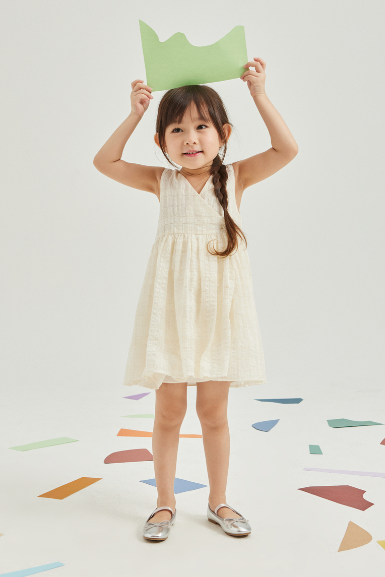 Textured Mini Cotton Wrap Dress