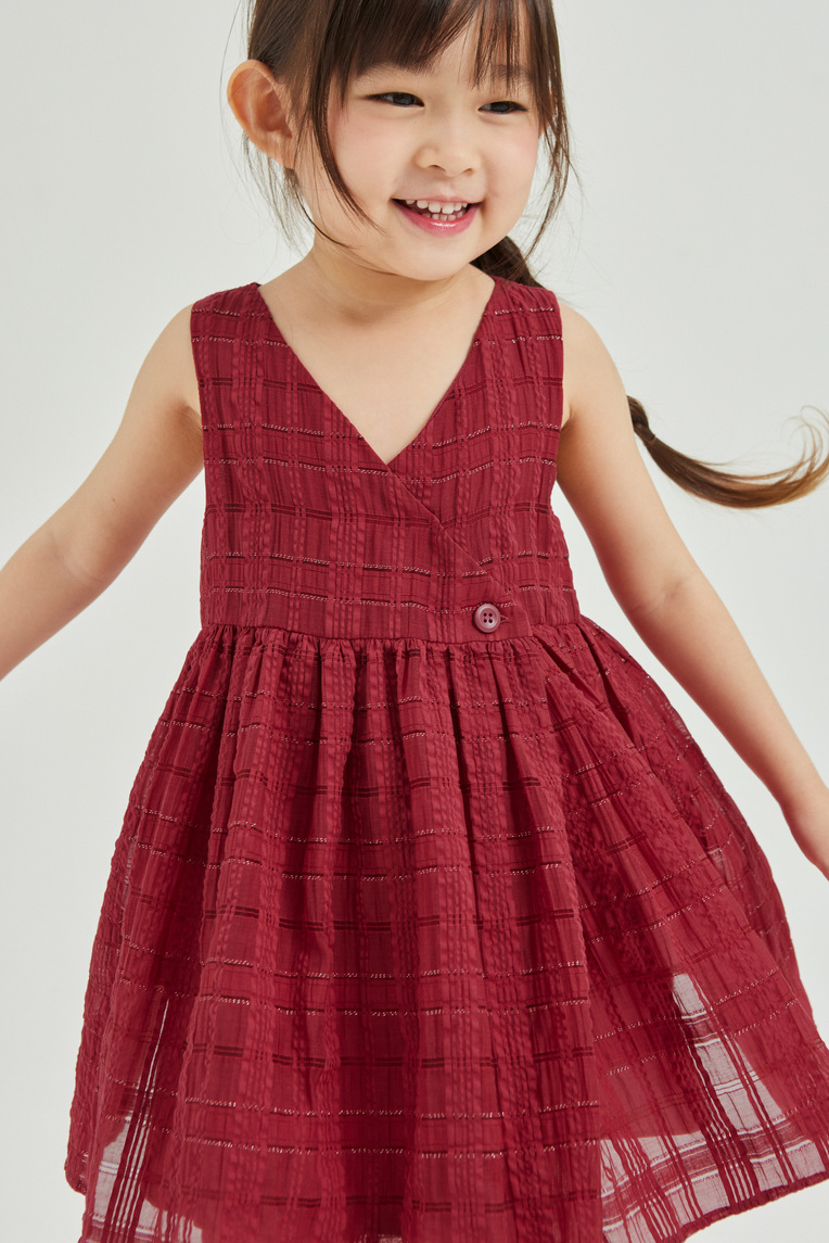 Textured Mini Cotton Wrap Dress