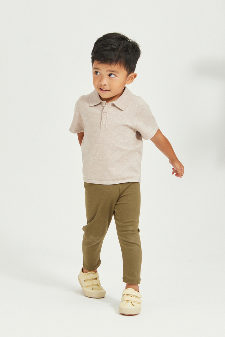 Knitted Button-Front Polo