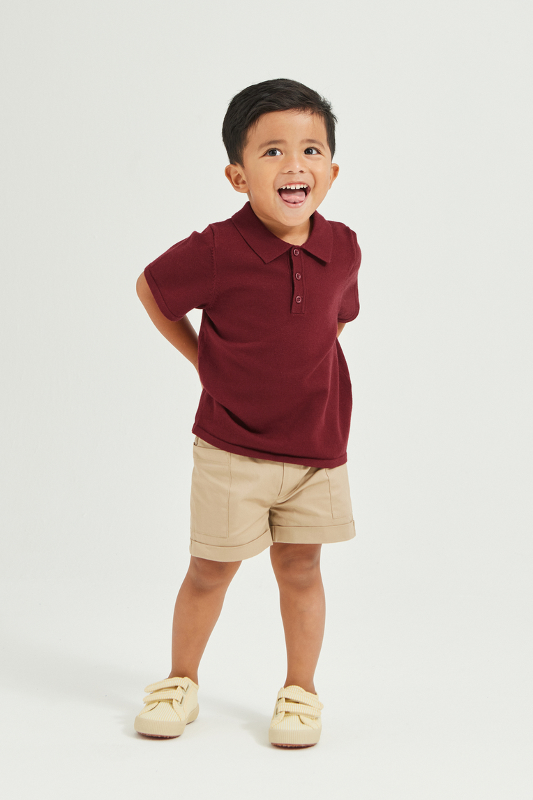 Knitted Button-Front Polo