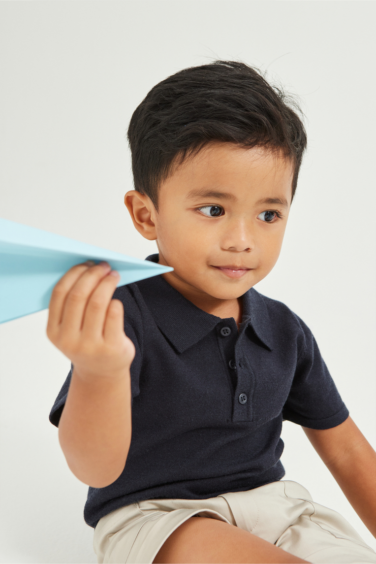 Knitted Button-Front Polo