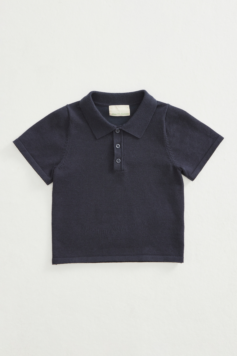 Knitted Button-Front Polo