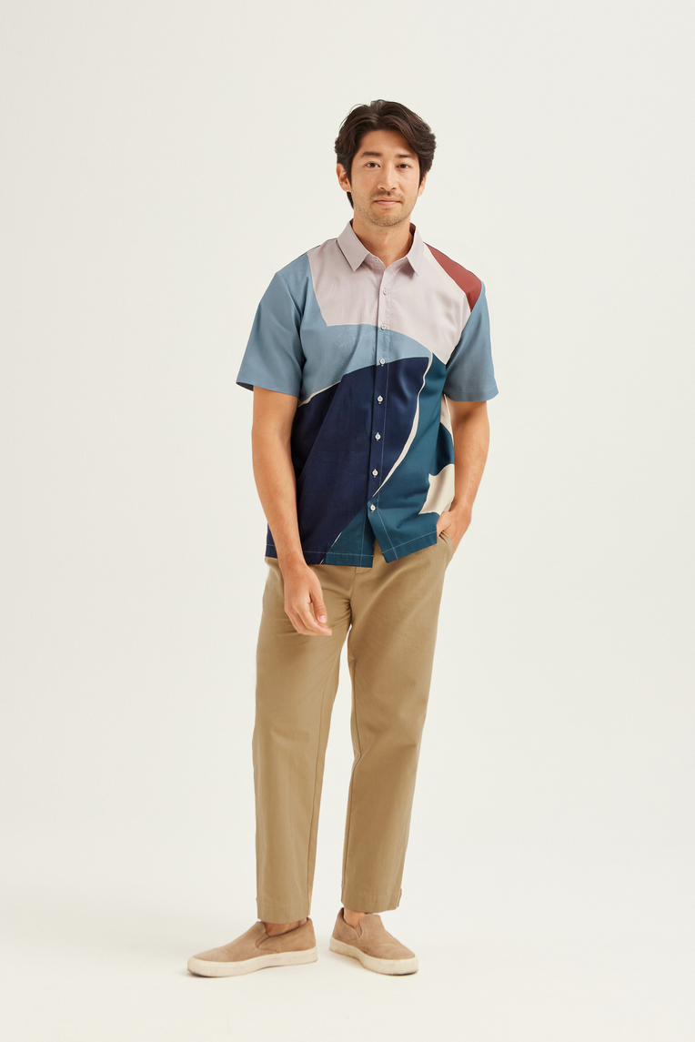 Buttoned-Cuff Straight Leg Trousers