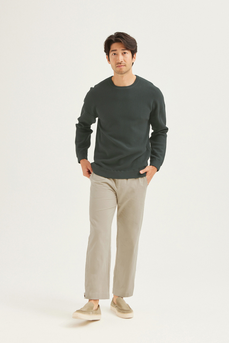 Buttoned-Cuff Straight Leg Trousers