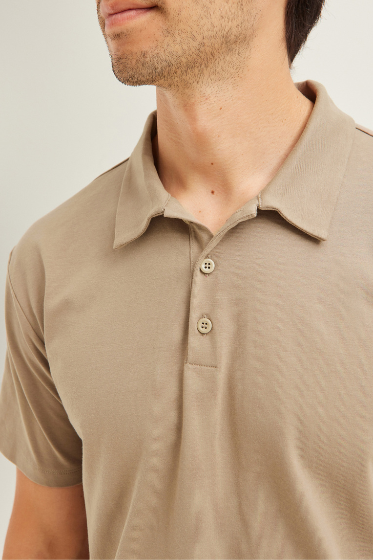 Cotton Button-Front Polo