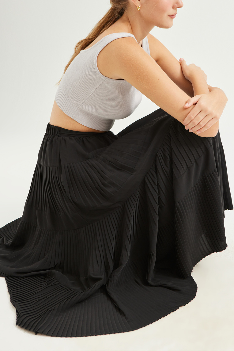 Pleated Tiered Skirt