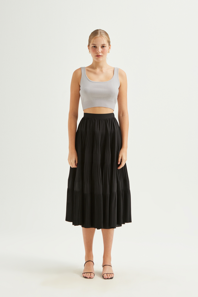 Pleated Tiered Skirt