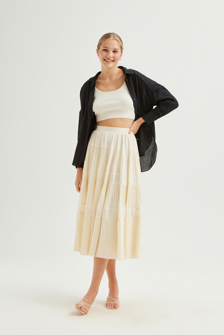 Pleated Tiered Skirt