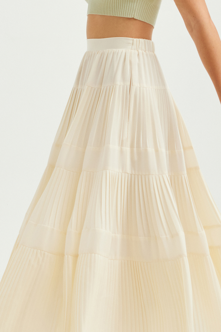 Pleated Tiered Skirt