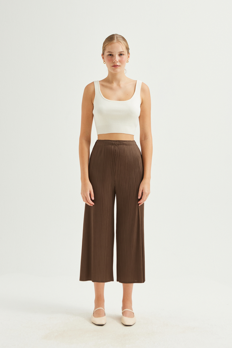 Plissé Pleated Wide-Leg Pants