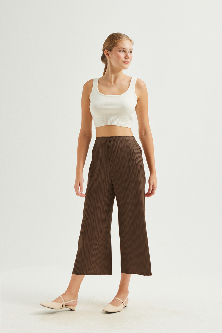 Plissé Pleated Wide-Leg Pants