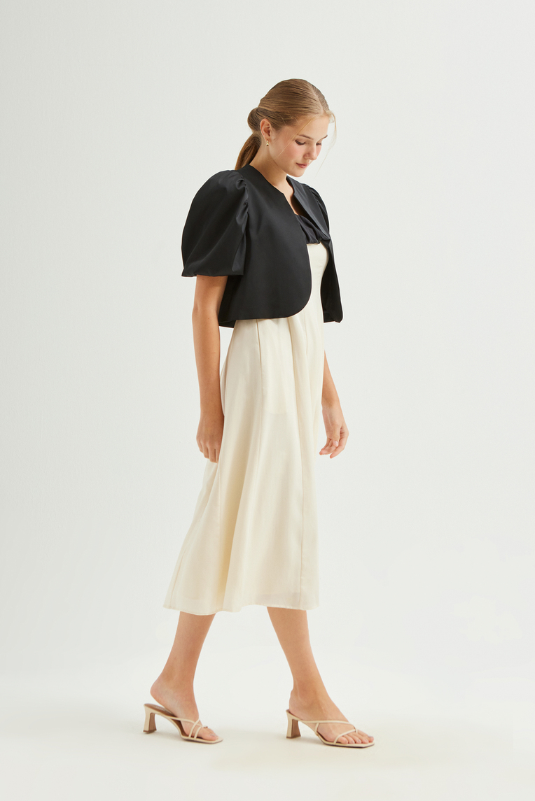 Puff-Sleeve Satin Bolero