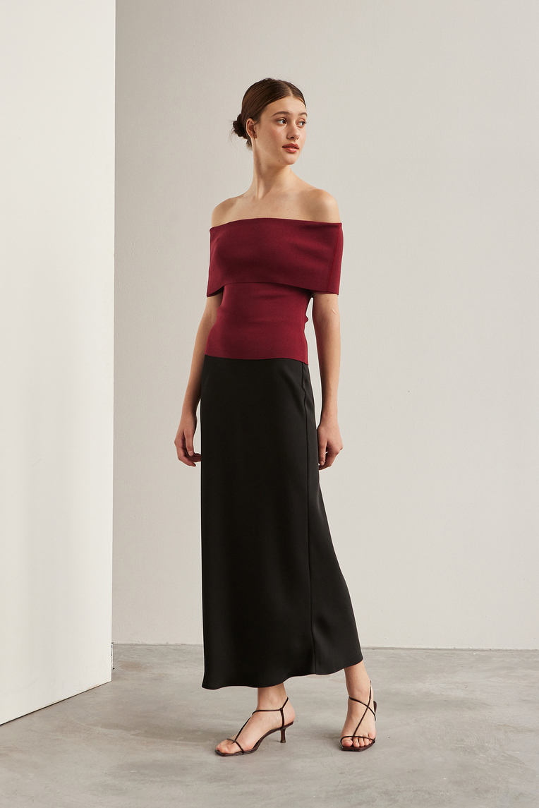 Satin-Finish Slip Skirt