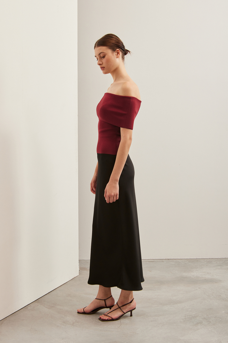 Satin-Finish Slip Skirt