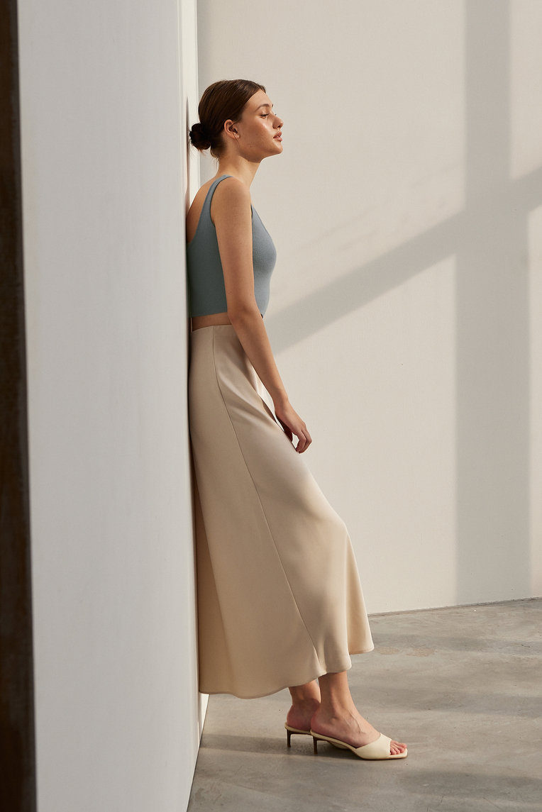 Satin-Finish Slip Skirt