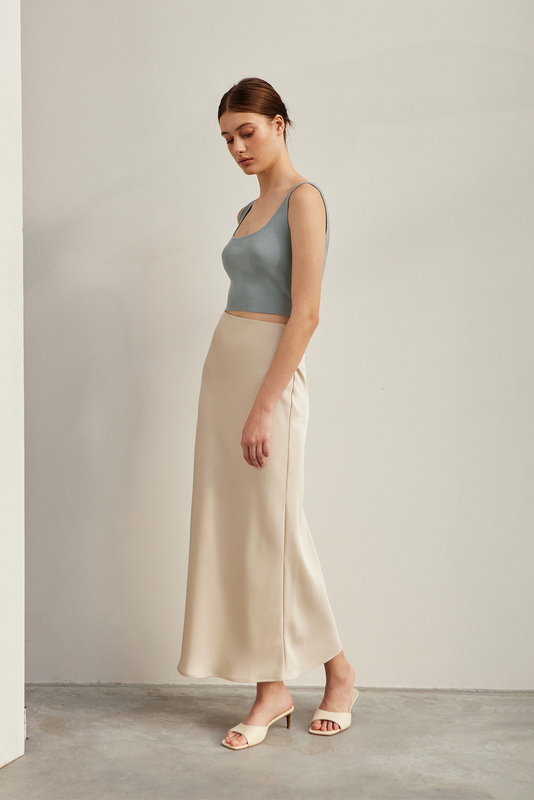 Satin-Finish Slip Skirt