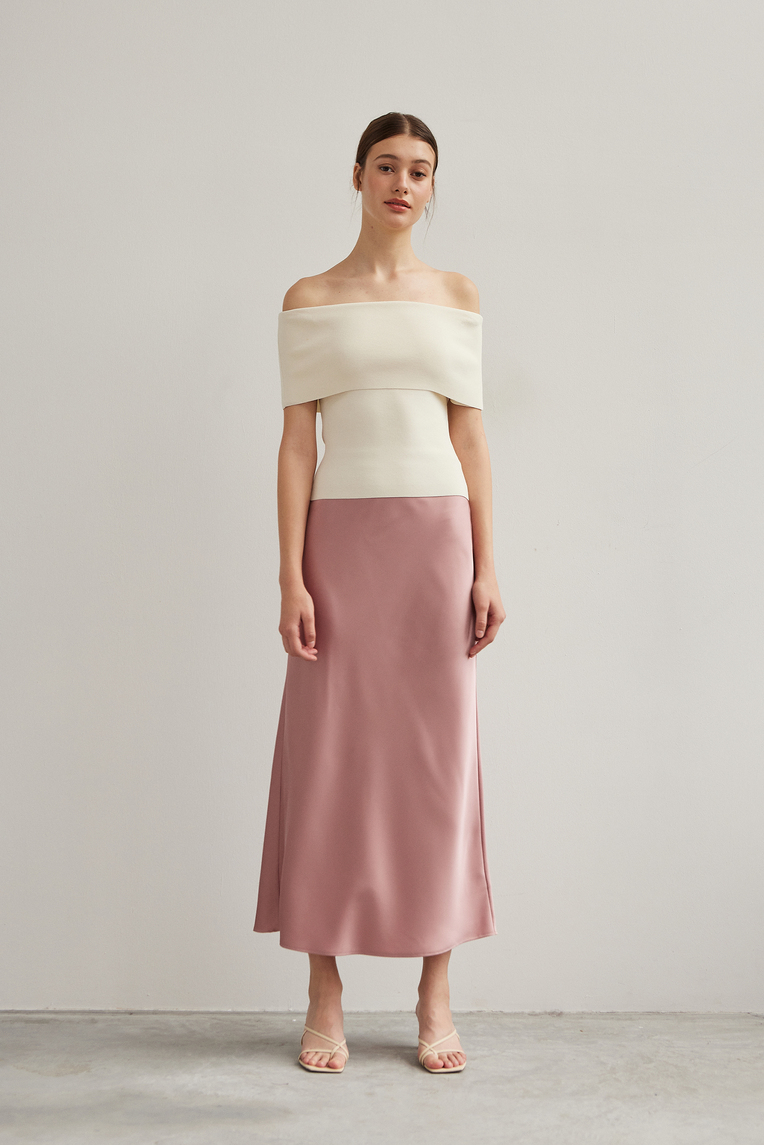 Satin-Finish Slip Skirt