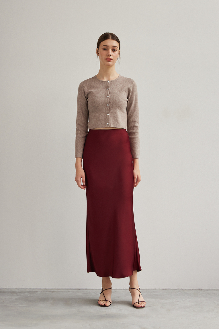 Satin-Finish Slip Skirt