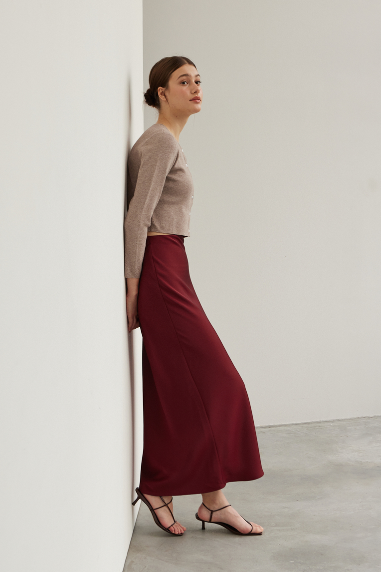 Satin-Finish Slip Skirt