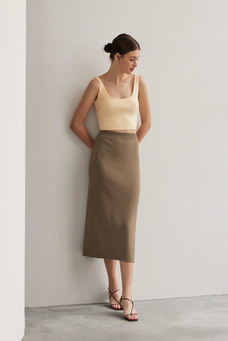 Square-Neck Knit Crop Top 