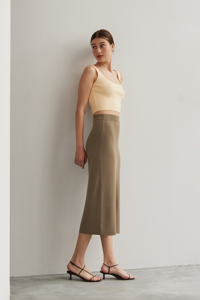 Square-Neck Knit Crop Top 