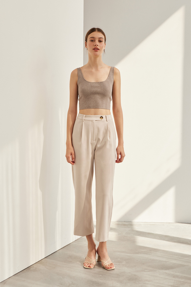 Square-Neck Knit Crop Top 