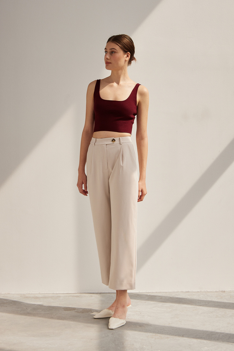 Square-Neck Knit Crop Top 