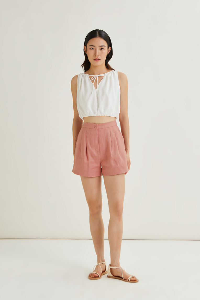 Textured Linen Shorts