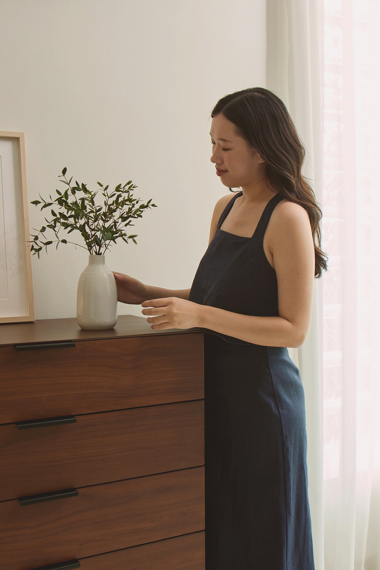 Square-Neck Linen Halter Top