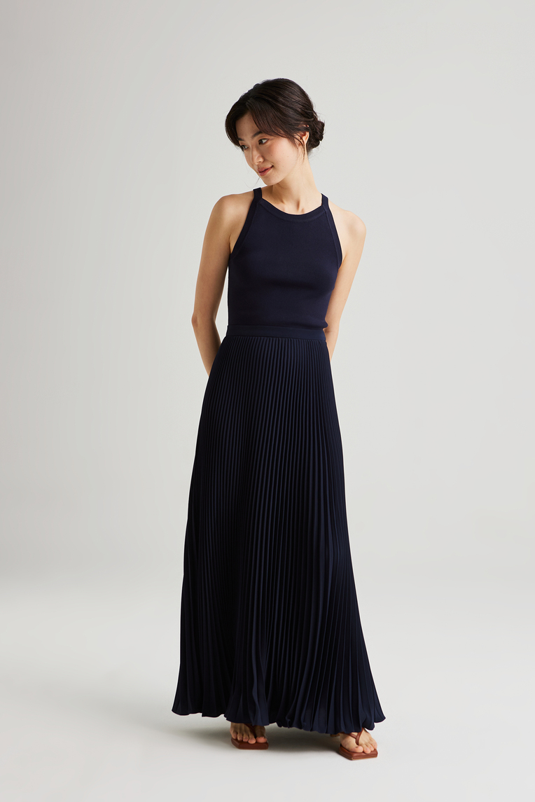 Sunray-Pleated Maxi Skirt