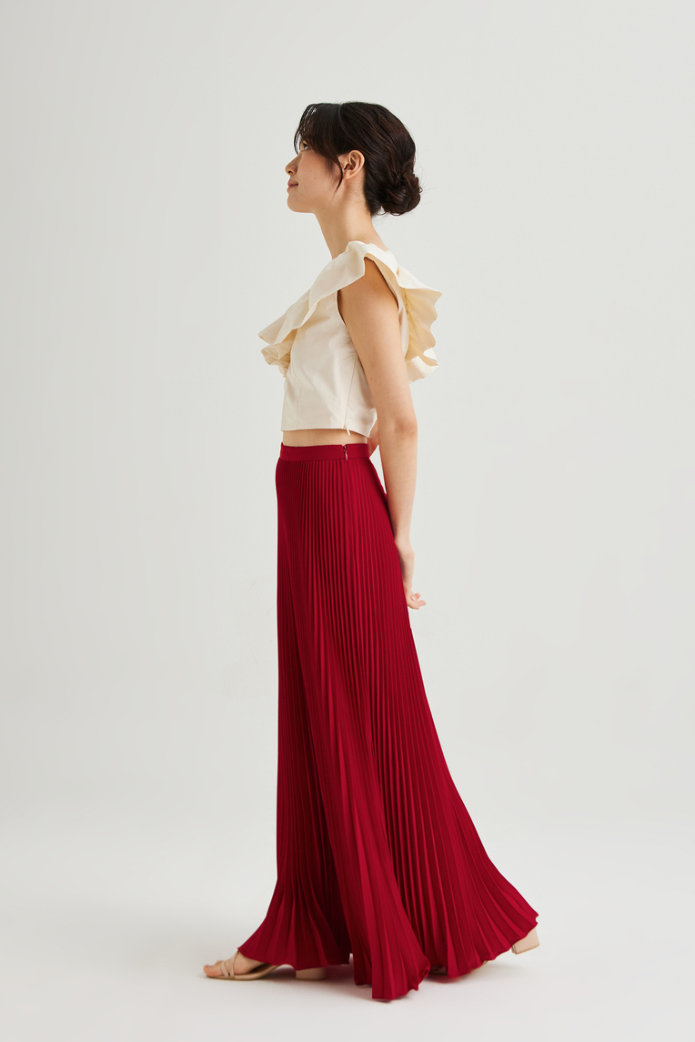 Sunray-Pleated Maxi Skirt