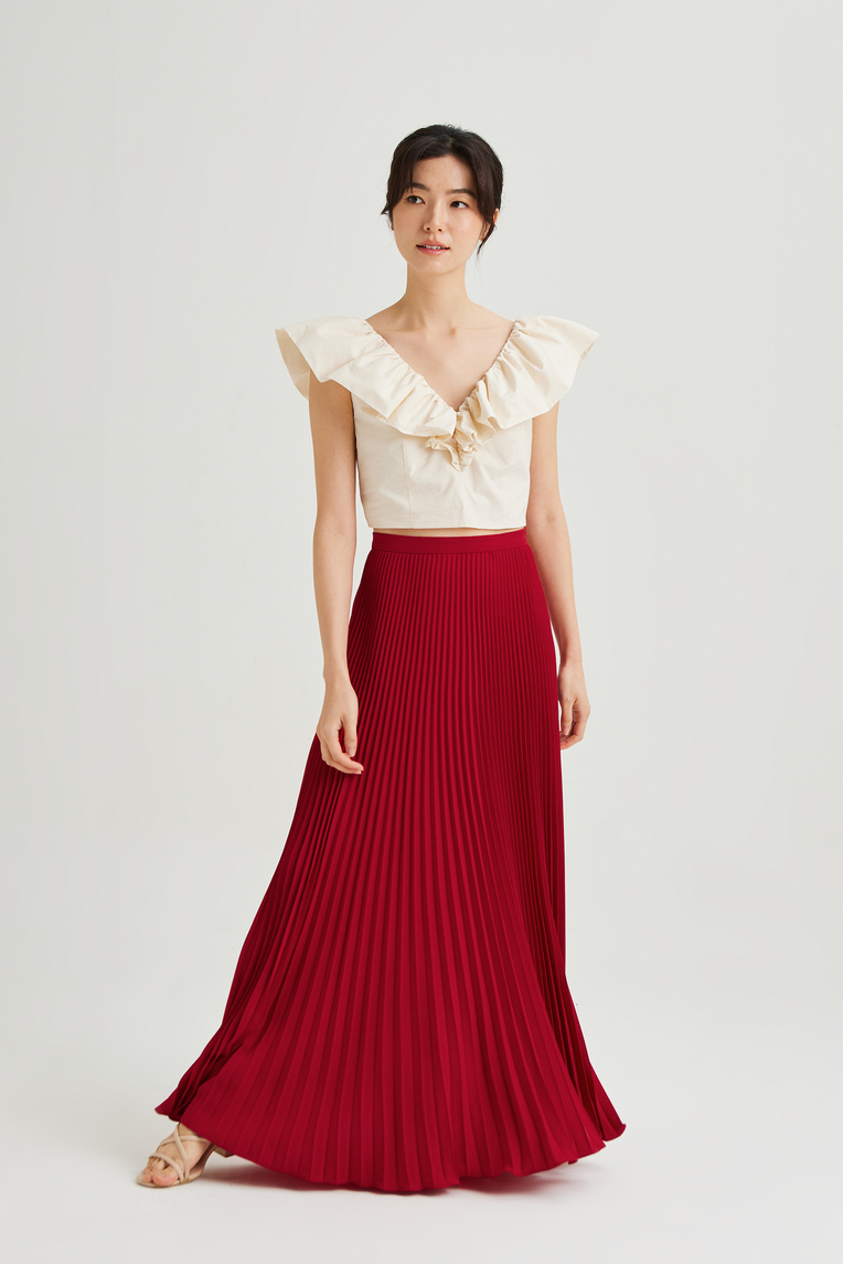 Sunray-Pleated Maxi Skirt