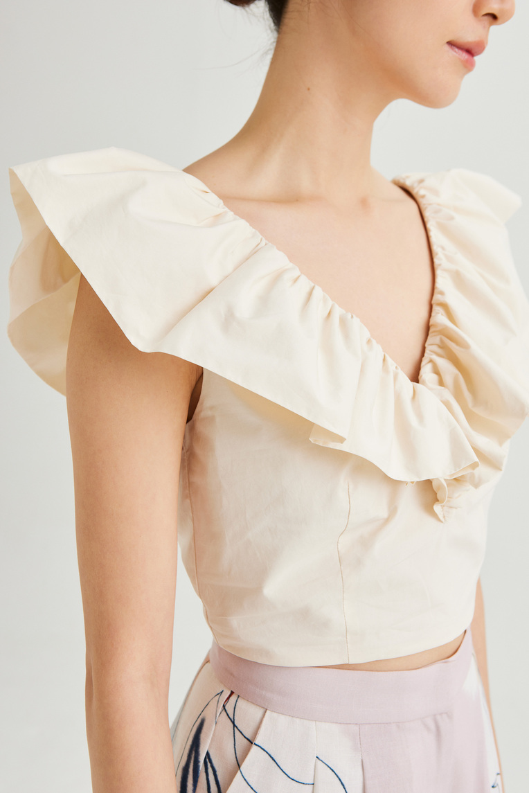 Ruffle V-Neck Crop Top