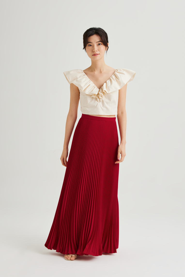 Ruffle V-Neck Crop Top