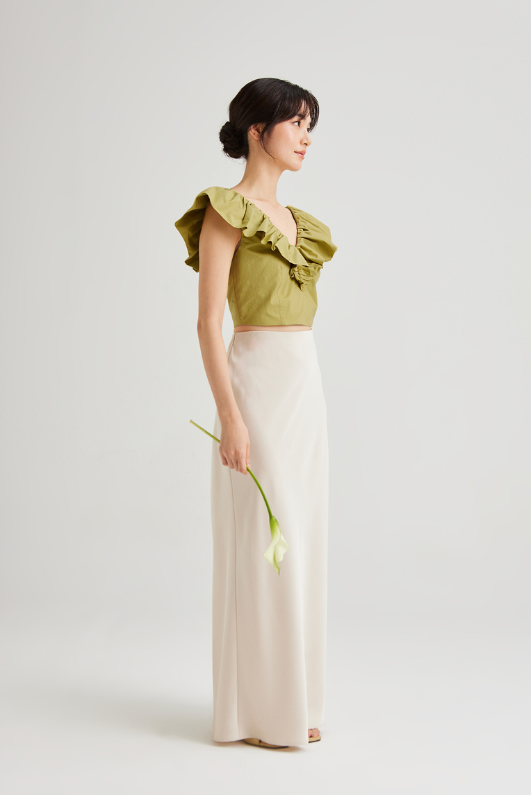 Ruffle V-Neck Crop Top