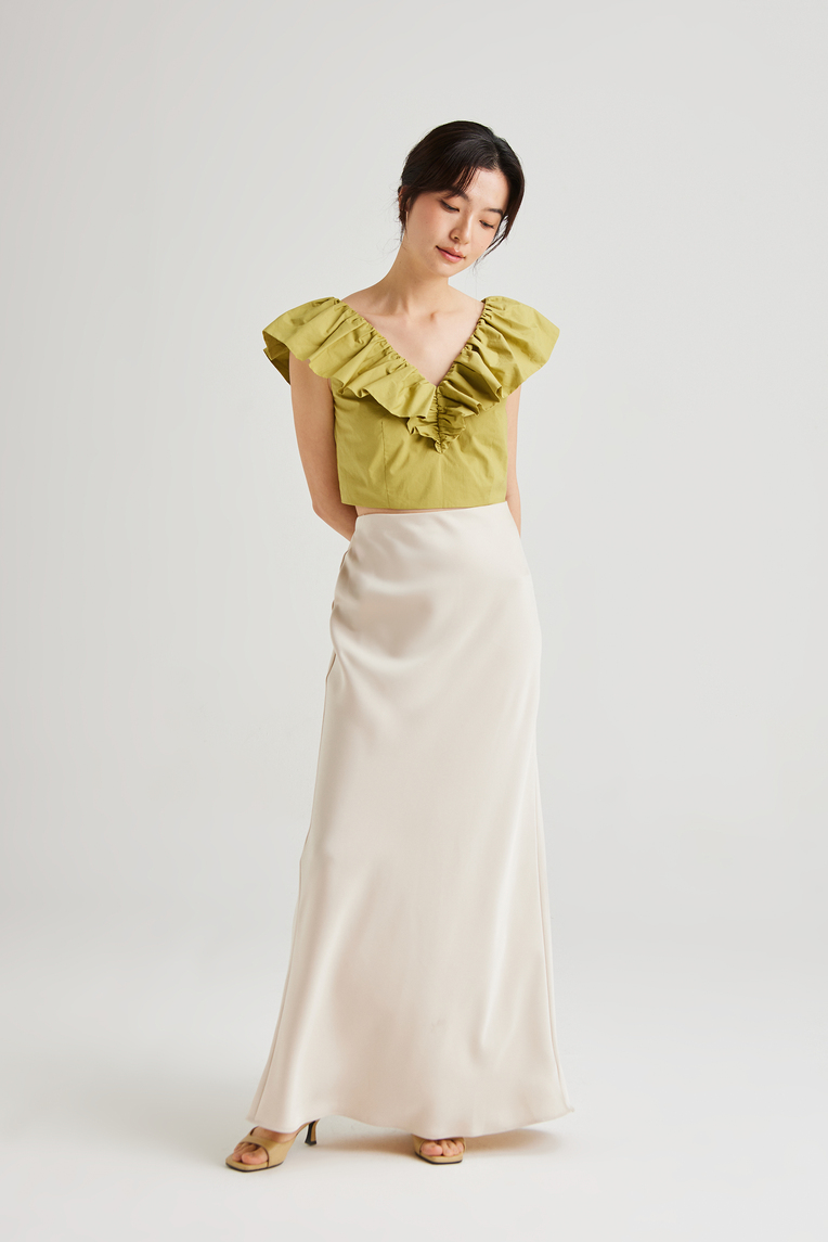 Ruffle V-Neck Crop Top