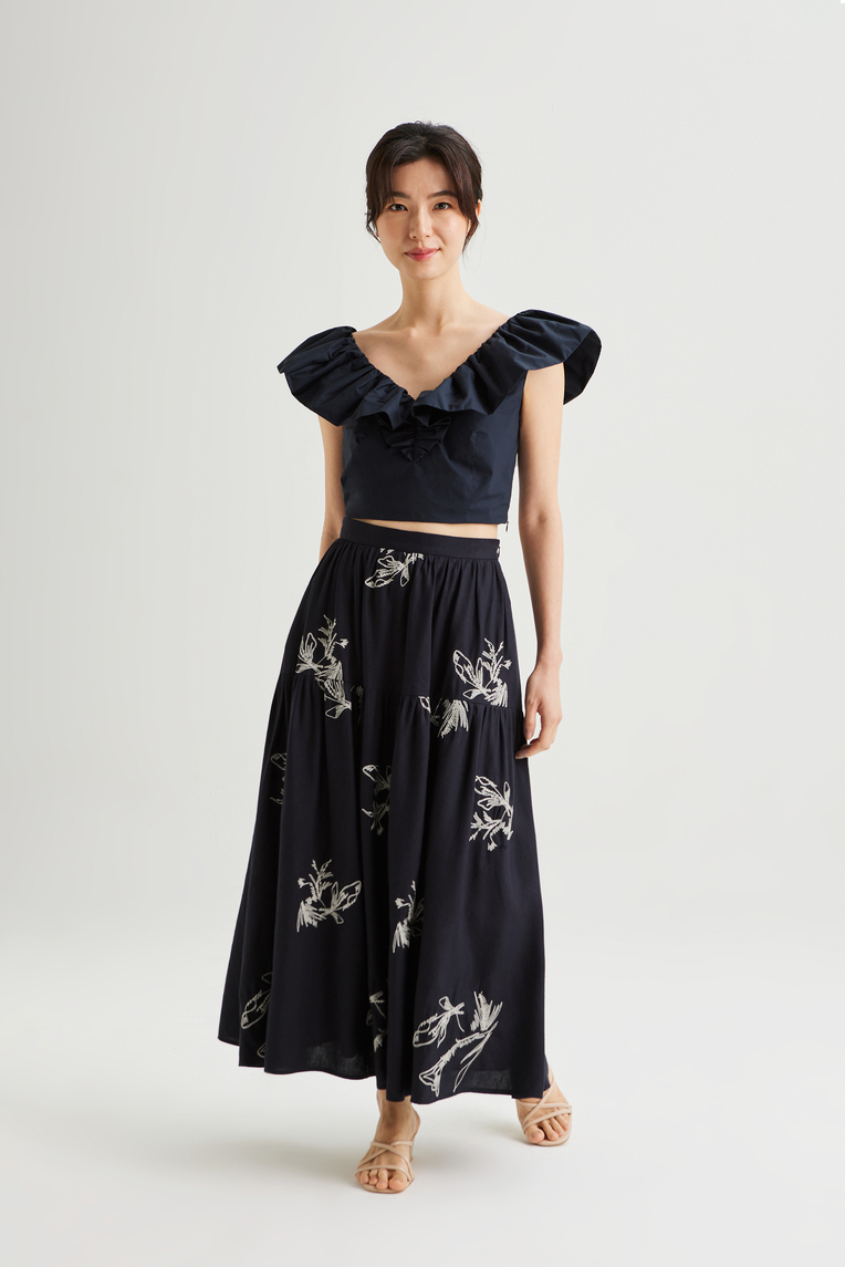 Ruffle V-Neck Crop Top