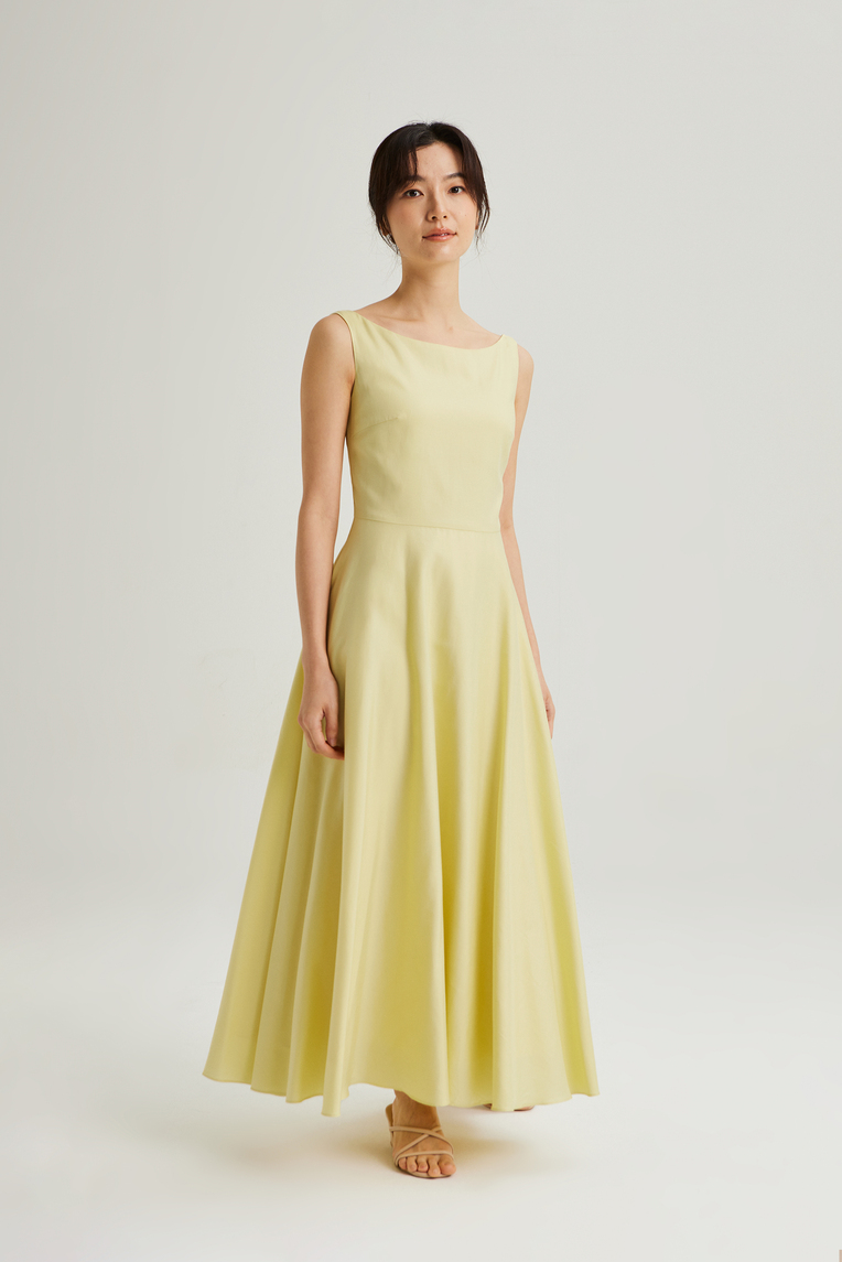 Viscose Boat-Neck Maxi Dress