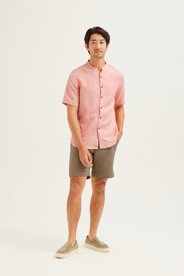 Linen Mandarin Collar Shirt