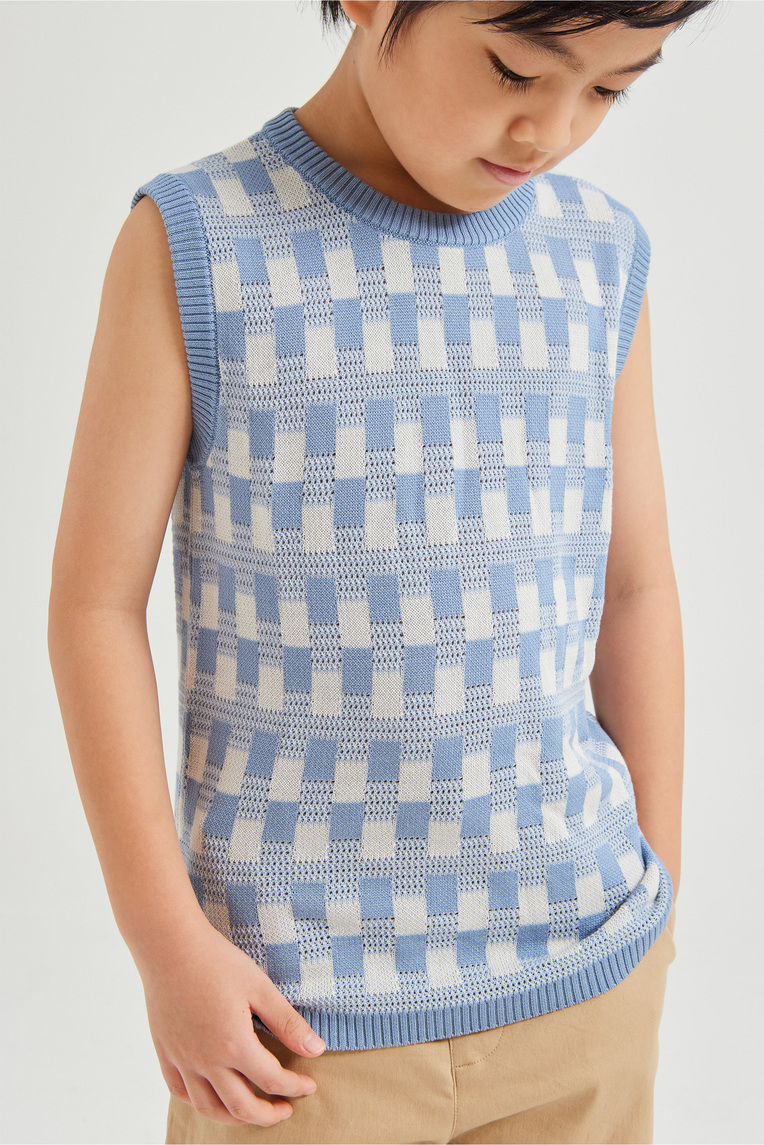 Mini Checkered Knit Vest