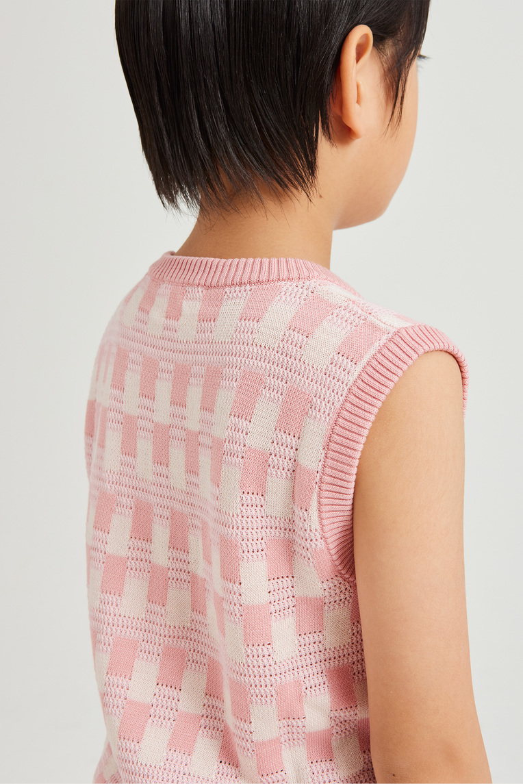 Mini Checkered Knit Vest