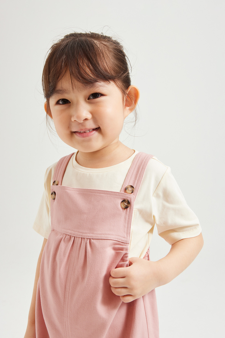 Gathered Cotton Twill Romper