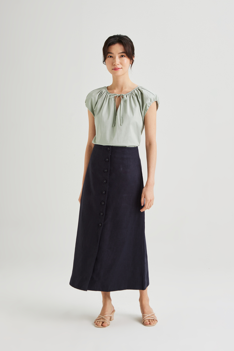 Gathered Cap Sleeve Top