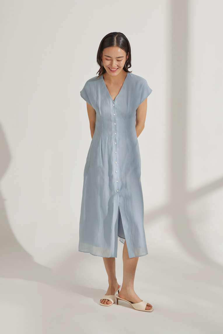 Viscose Cap Sleeve Midi Dress